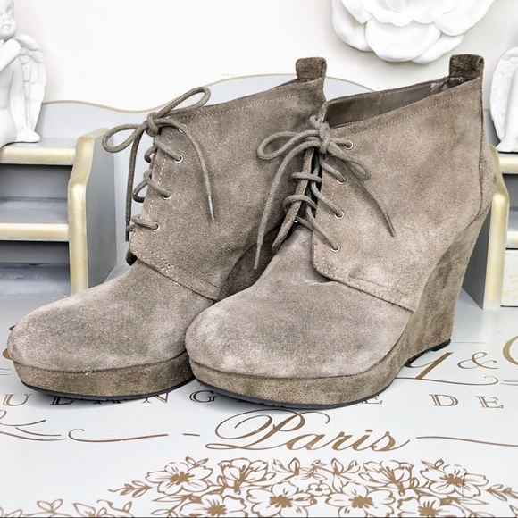 JESSICA Simpson Gray suede platform wedge booties - Picture 1 of 16